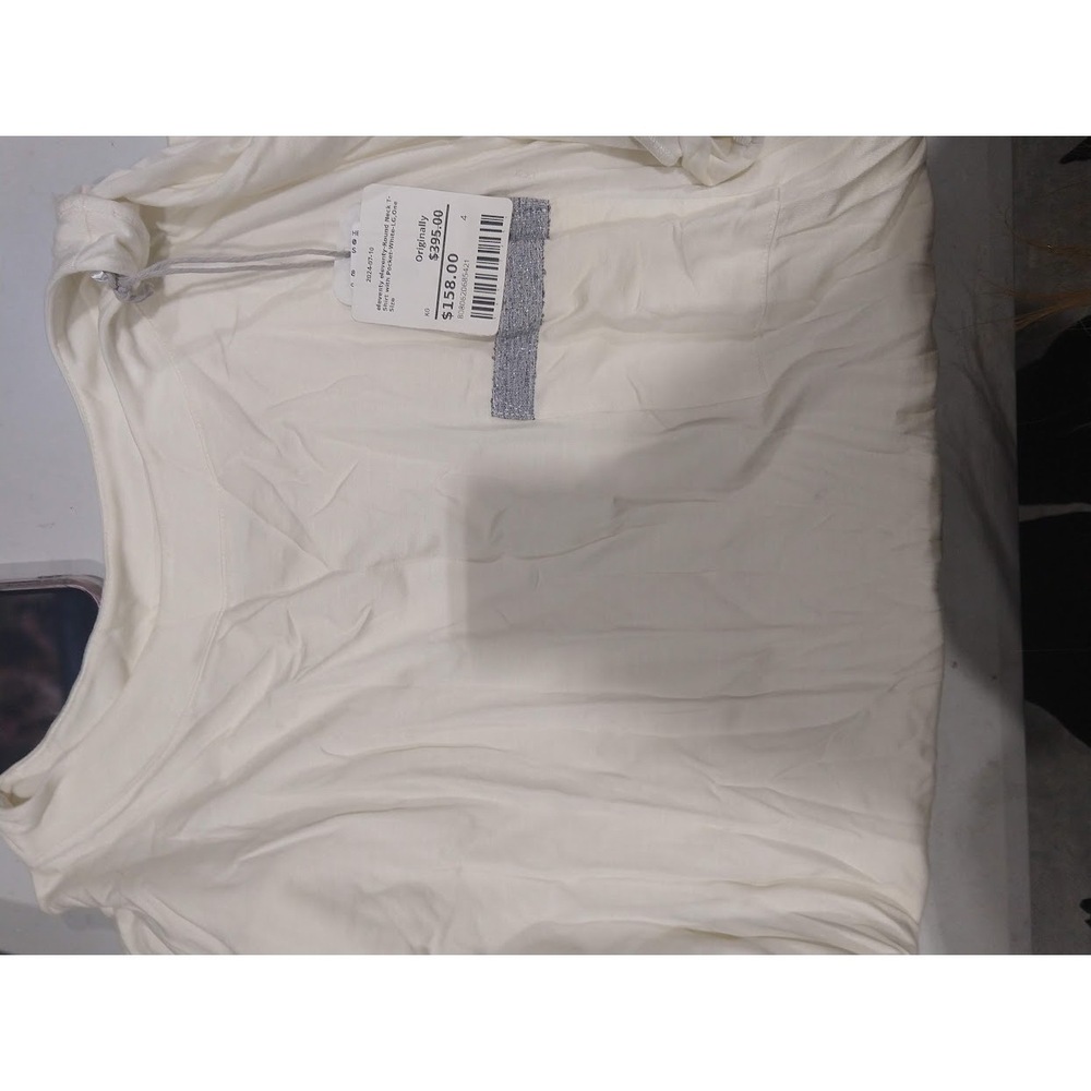 Eleventy Shirt with eleventy-Round Neck T-Pocket-White-LG, One Size